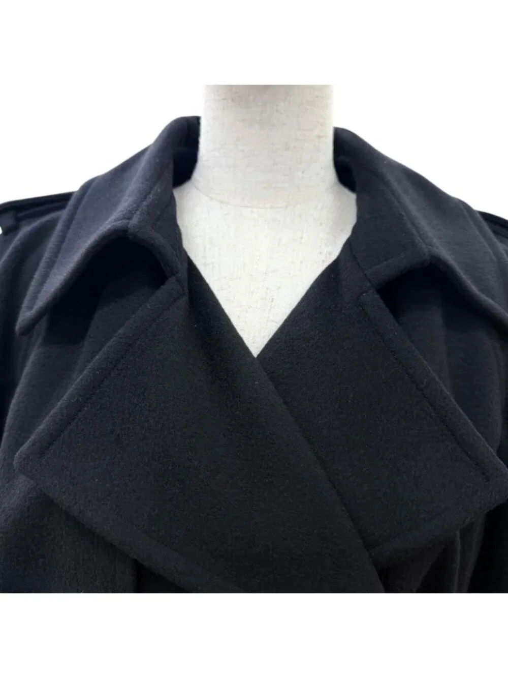 Chanel Cashmere CC Logo Button Long Length with Belt Coat Black 40